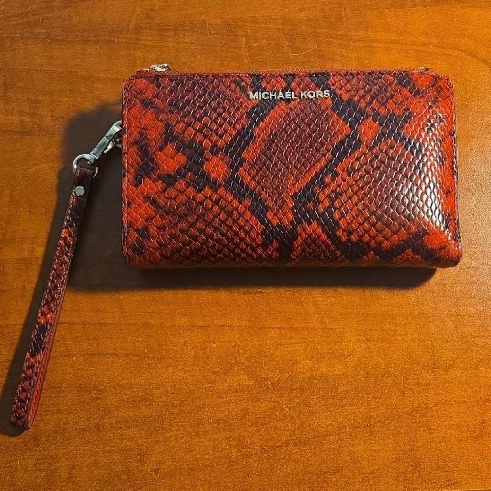 Michael Kors Red Snake Pattern Wristlet